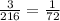 \frac{ 3}{216} = \frac{1}{72}