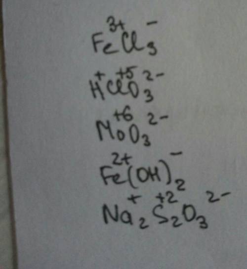 Степень окисления: fel3,hio3,moo3,fe(oh)2i,na2s2o3 !