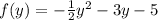 f(y) = -\frac12y^2-3y-5