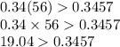 0.34(56) 0.3457 \\ 0.34 \times 56 0.3457 \\ 19.04 0.3457