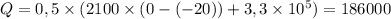 Q = 0,5\times (2100\times (0 - (-20)) + 3,3 \times 10^5) = 186000