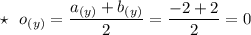 \star \:\:\: o_{(y)} = \dfrac{a_{(y)} + b_{(y)}}{2} = \dfrac{-2 +2}{2} = 0