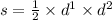 s = \frac{1}{2} \times {d}^{1} \times {d}^{2}