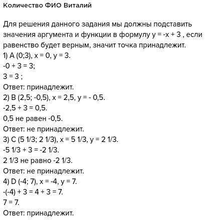 Какие из точек а в с dпринадлежит графику этой функции а(0; 3) в(2,5; -0,5)