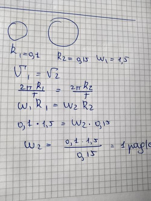 Два диска радиусами r1 = 10 см и r2 = 15 см плотно прижаты друг к другу (рис. 19). маленький диск вр