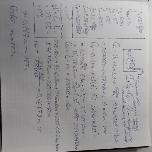 Всосуде, теплоёмкость которого равна 183 дж/°с, находится 1 л воды и 0,9 кг льда при 0°с. чтобы полу