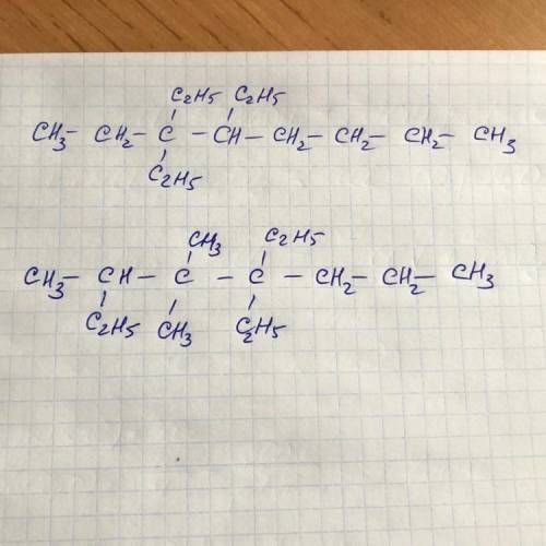 Ввообще не шарю составить формулы 3,3,4 три этилоктан 3,3 диметил 2,4,4 триэтил гептан