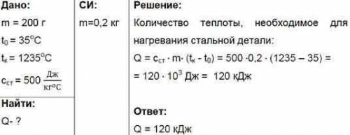 Какое количество теплоты требуется для нагревания свинцовой детали массой 200 г на 30 градусов