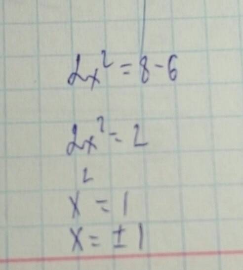 Сделать квадратное уровнение 2x²+6=8