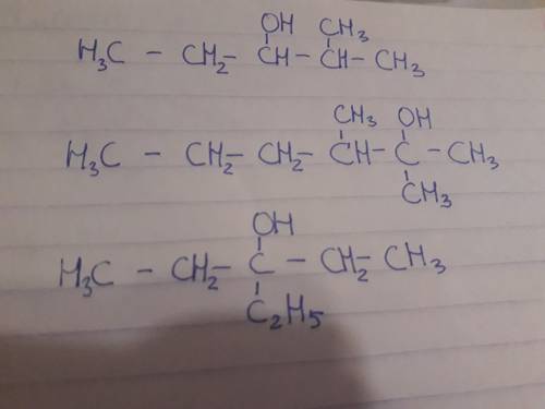 Зобразіть структурні формули млодекул спиртів із такими назвами: 1) 2-метилпентан-3-ол 2)2,3-диметил