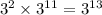 {3}^{2} \times {3}^{11} = {3}^{13}