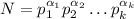 N=p_1^{\alpha_1}p_2^{\alpha_2}\dots p_k^{\alpha_k}