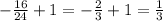 -\frac{16}{24} +1 = -\frac{2}{3} + 1 = \frac{1}{3\\ }