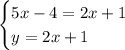 \begin{cases}5x-4=2x+1\\y=2x+1\end{cases}