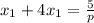 x_{1}+4x_{1}=\frac{5}{p}