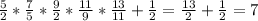 \frac{5}{2} * \frac{7}{5} * \frac{9}{2} *\frac{11}{9} * \frac{13}{11} + \frac{1}{2} = \frac{13}{2} + \frac{1}{2} = 7