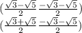 ( \frac{ \sqrt{3} - \sqrt{5} }{2} \frac{ - \sqrt{3} - \sqrt{5} }{2} ) \\ (\frac{ \sqrt{3} + \sqrt{5} }{2} \frac{ - \sqrt{3} - \sqrt{5} }{2} )