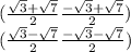 ( \frac{ \sqrt{3} + \sqrt{7} }{2} \frac{ - \sqrt{3} + \sqrt{7} }{2} ) \\ ( \frac{ \sqrt{3} - \sqrt{7} }{2} \frac{ - \sqrt{3} - \sqrt{7} }{2} )