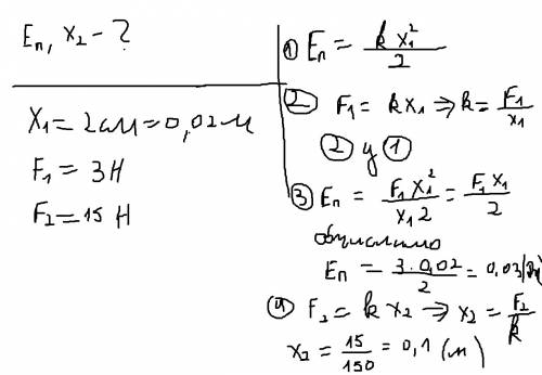 Внаслідок видовження пружини на 2сантиметра виникла сила пружності зh.визначте потенціальну енергію