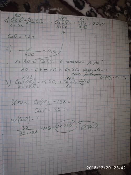 Врезультате растворения смеси порошков меди и оксида меди( 2) в конвертированных серной кислоте выде