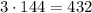 3 \cdot 144=432