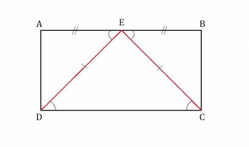 Впараллелограмме abcd точка e - середина стороны ab. известно, что ec = ed. докажите , что данный па