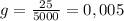 g=\frac{25}{5000} = 0,005