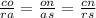 \frac{co}{ra} = \frac{on}{as} = \frac{cn}{rs}