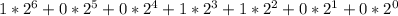 1*2^6+0*2^5+0*2^4+1*2^3+1*2^2+0*2^1+0*2^0