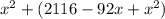 x^{2} +(2116-92x+x^{2})