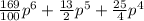 \frac{169}{100} p^{6} +\frac{13}{2}p^{5}+ \frac{25}{4} p^{4}