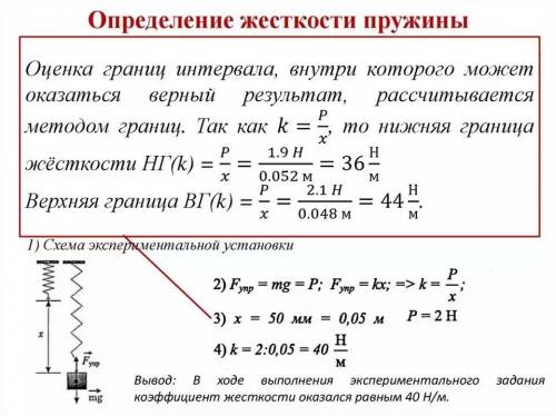 Предложите свой измерения жесткости пружины.