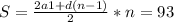 S=\frac{2a1+d(n-1)}{2} *n=93