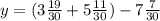 y = (3\frac{19}{30} + 5\frac{11}{30}) - 7\frac{7}{30}