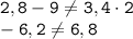 \displaystyle \tt 2,8-9\ne3,4\cdot2\\\displaystyle \tt -6,2\ne6,8