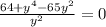 \frac{64 + {y}^{4} - 65 {y}^{2} }{ {y}^{2} } = 0