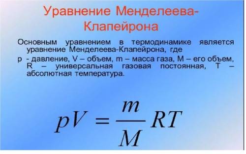 Показать формула менделеева клапейрона