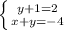 \left \{ {{y+1=2} \atop {x+y=-4}} \right.