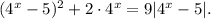 (4^x-5)^2+2\cdot4^x=9|4^x-5|.