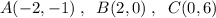 A(-2,-1)\; ,\; \; B(2,0)\; ,\; \; C(0,6)