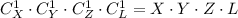 C^1_X\cdot C^1_Y\cdot C^1_Z\cdot C^1_L=X\cdot Y\cdot Z\cdot L