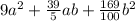 9a^{2} +\frac{39}{5}ab+\frac{169}{100}b^{2}