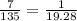 \frac{7}{135} = \frac{1}{19.28}