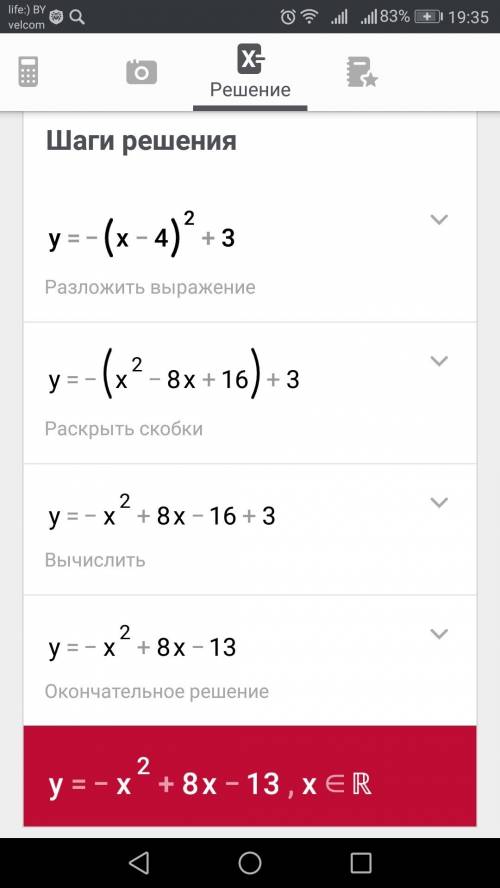 Постройте график функции y=-(х-4)²+3