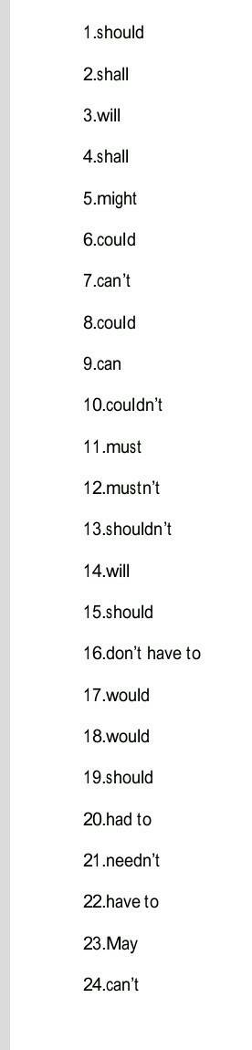 Choose the correct answers. 1. you (don’t have to/ ought to/ could/ shouldn’t) eat healthy food. a: