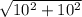 \sqrt{10^{2} + 10^{2} }