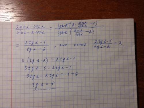 Найти tg(a), если[tex] \frac{2 \sin( \alpha ) - \cos( \alpha ) }{ \sin( \alpha ) - 2 \cos( \alpha )