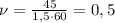 \nu = \frac{45}{1,5 \cdot 60} = 0,5