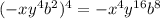 ( - x{y}^{4} {b}^{2} ) {}^{4} = -{x} ^{4} {y}^{16} {b}^{8}