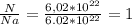 \frac{N}{Na} =\frac{6,02*10^{22}}{6.02*10^{22} }=1